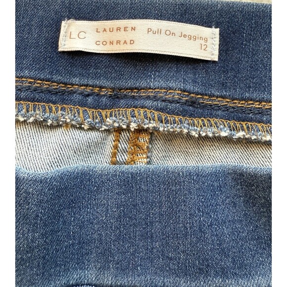 LC Lauren Conrad Womens Lightly Distressed Denim Jeggings Size 12 Blue Stretch - Picture 5 of 10